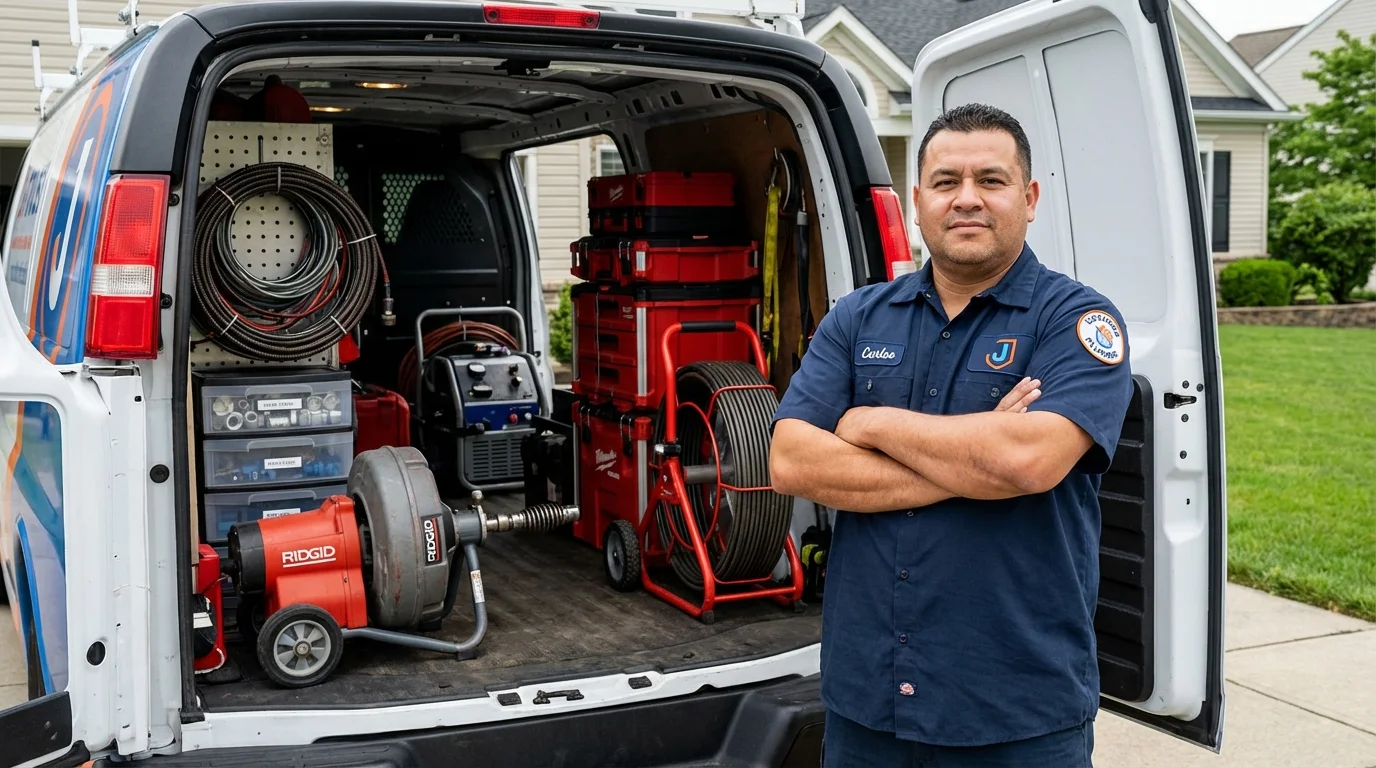 Professional drain cleaning equipment and Johns Plumbing LLC plumber in Thomas