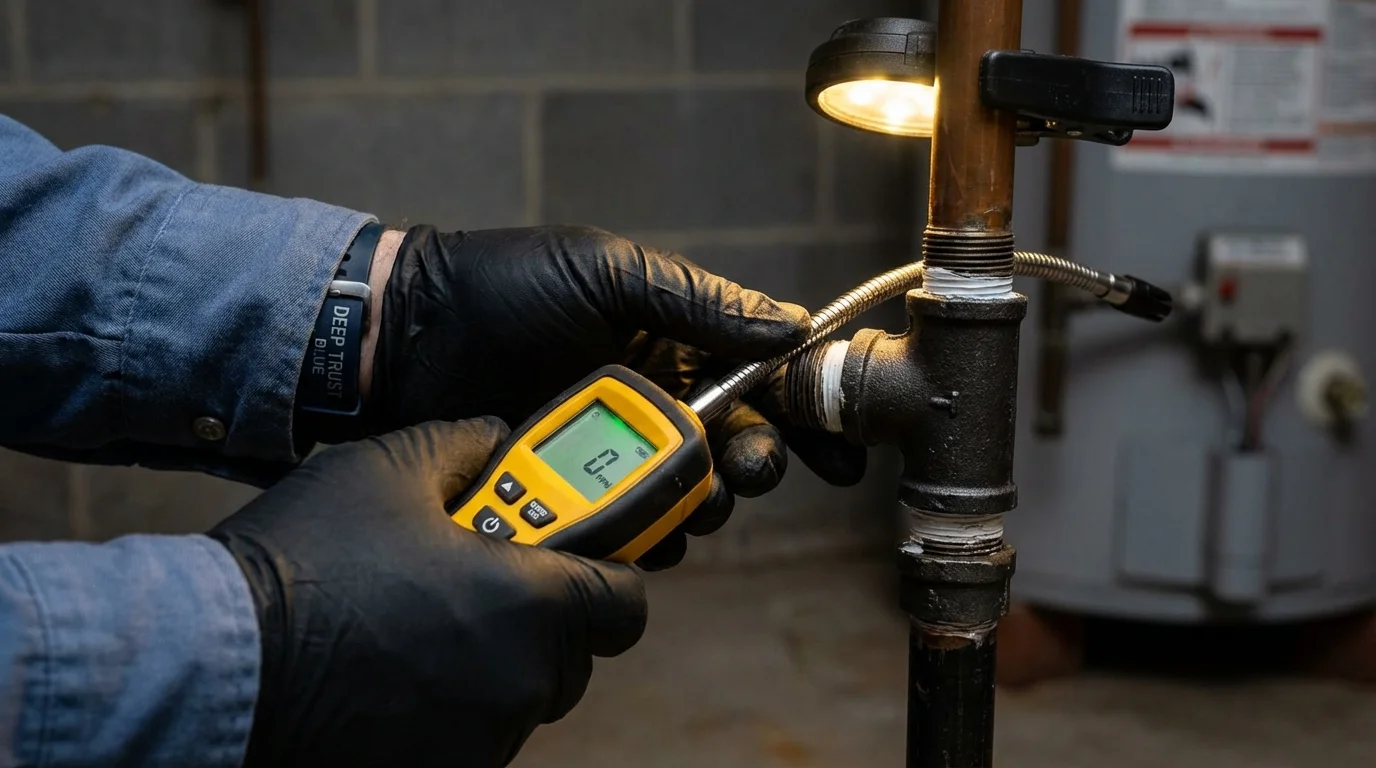 Gas leak detection with electronic sniffer by Johns Plumbing LLC in Thomas